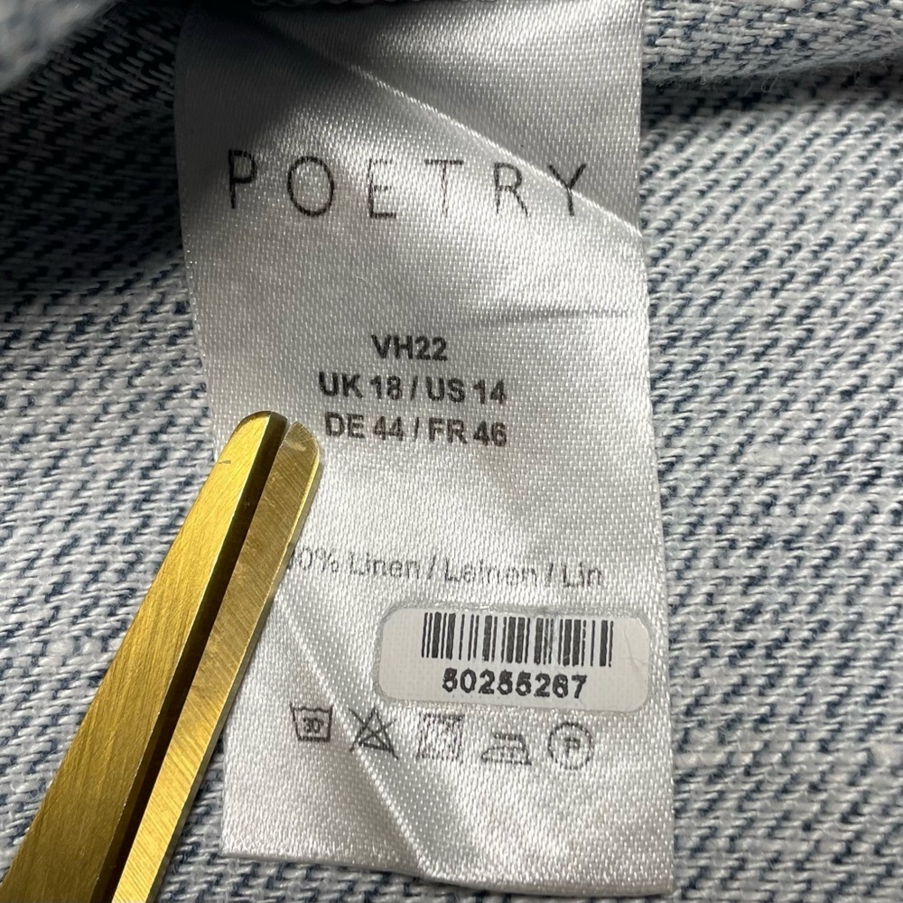 Poetry 100% Linen Blue/Gray Lagenlook Tunic Top Dress Women’s Size US 14 - Picture 4 of 11